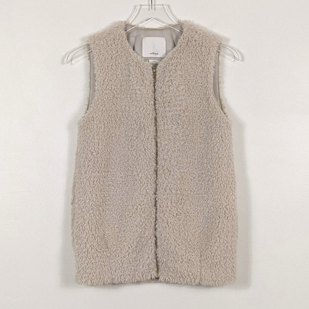 Wilfred Aritzia Chatou Cream Faux Sherpa Fur Vest Women's XXS